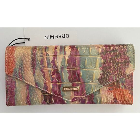 Brahmin Melbourne VERONICA Trifold Envelope Wallet DESTINY Pink Orange B000520 - Picture 3 of 6